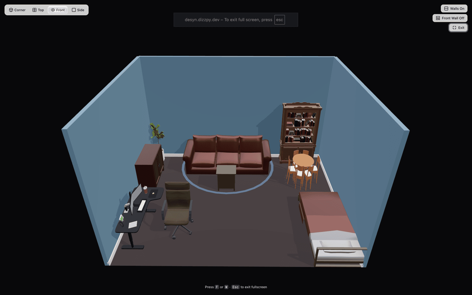 Desyn 3D view from the front camera preset