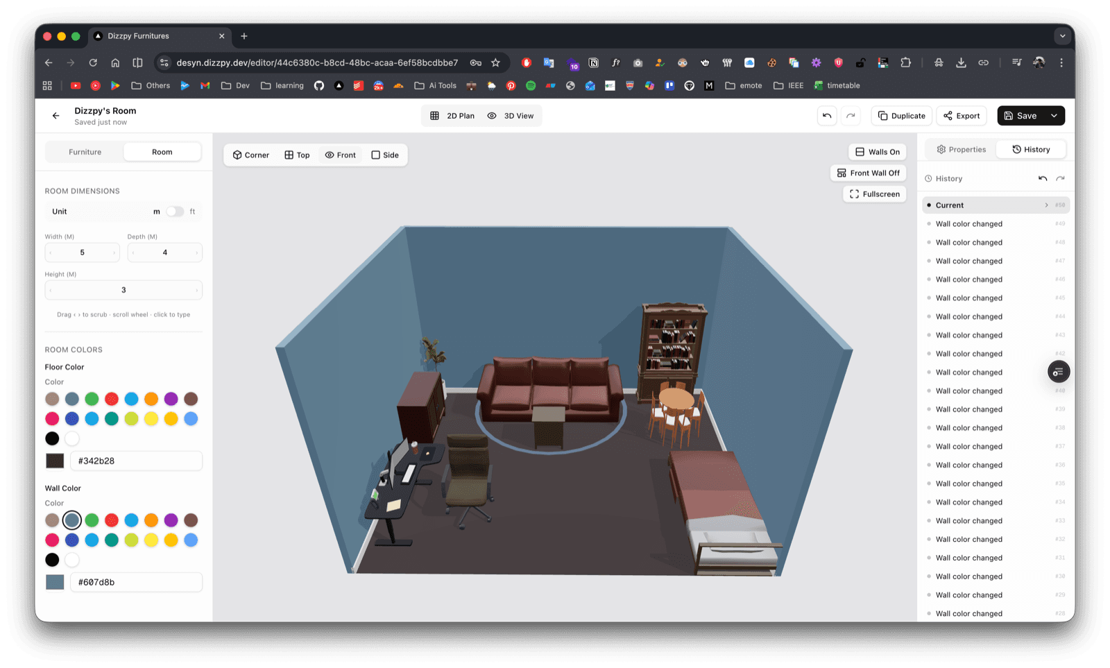 Desyn 3D room visualisation showing a furnished room in perspective
